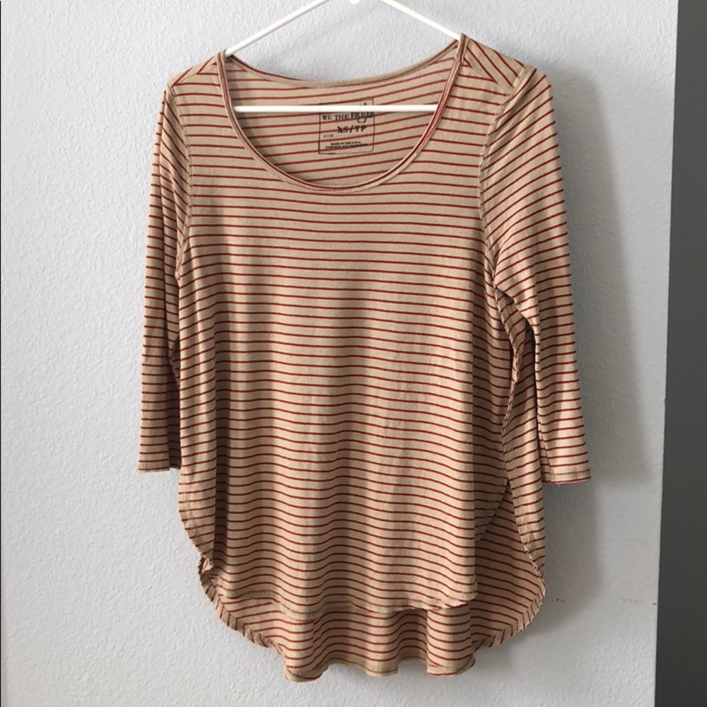 Beige & Red Striped Long-sleeve